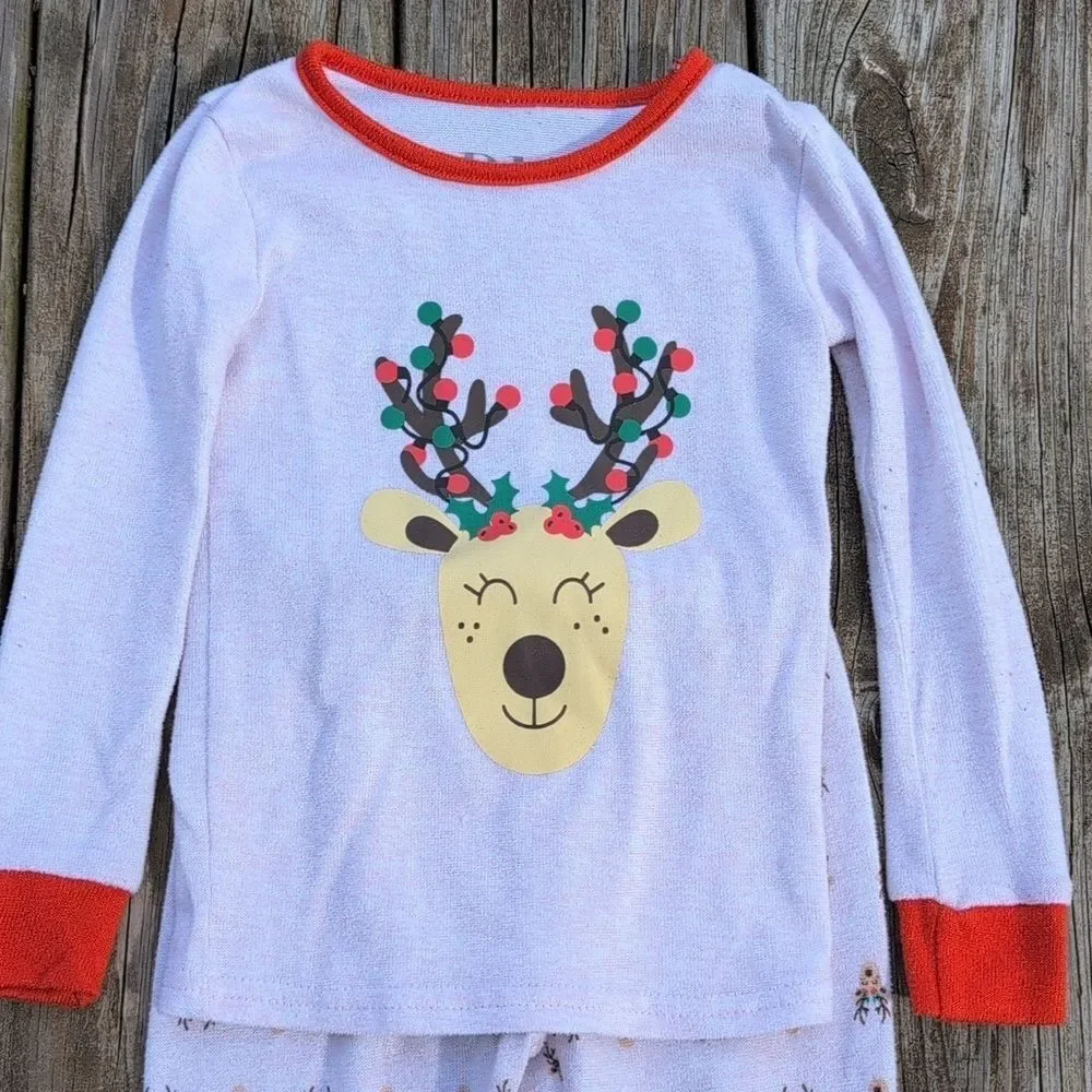 PJ Essentials 3T Girls Pink Reindeer Christmas Long Sleeve Pajama Set